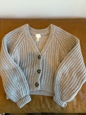 H&M Chunky Knit V-Neck Cardigan - Light Gray